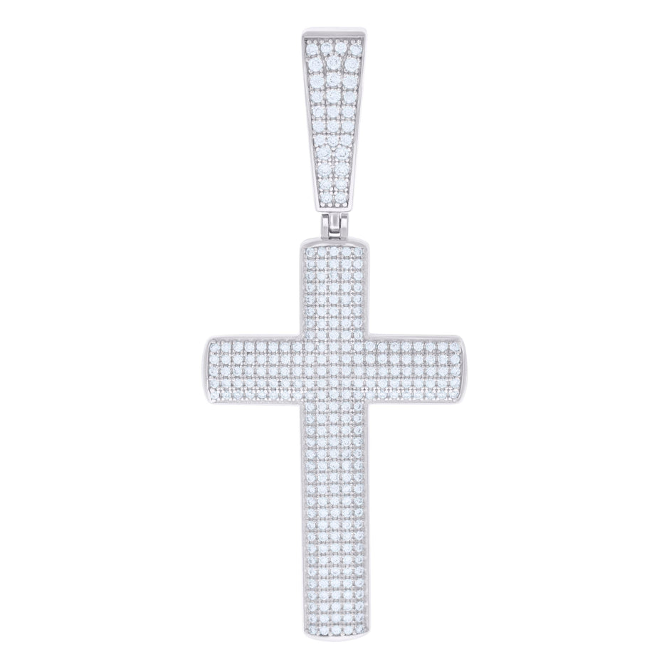 925 Sterling Silver Mens 1.26ct Moissanite Cross Religious Charm Pendant