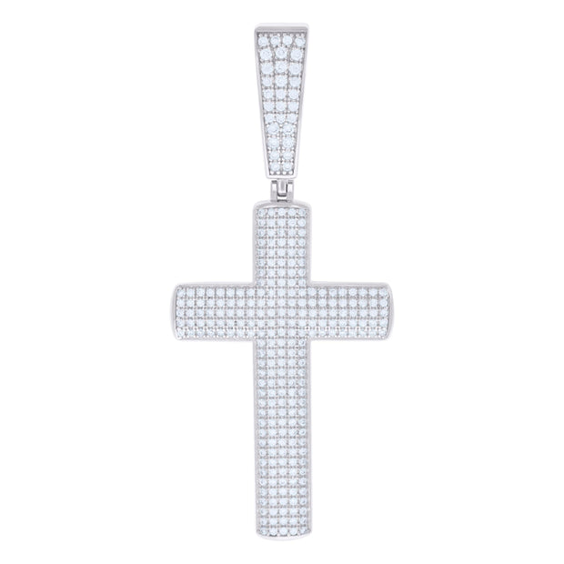 925 Sterling Silver Mens 1.26ct Moissanite Cross Religious Charm Pendant