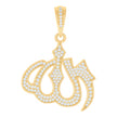 925 Sterling Silver Yellow-tone Mens 0.82ct Moissanite ALLAH Symbol Religious Charm Pendant