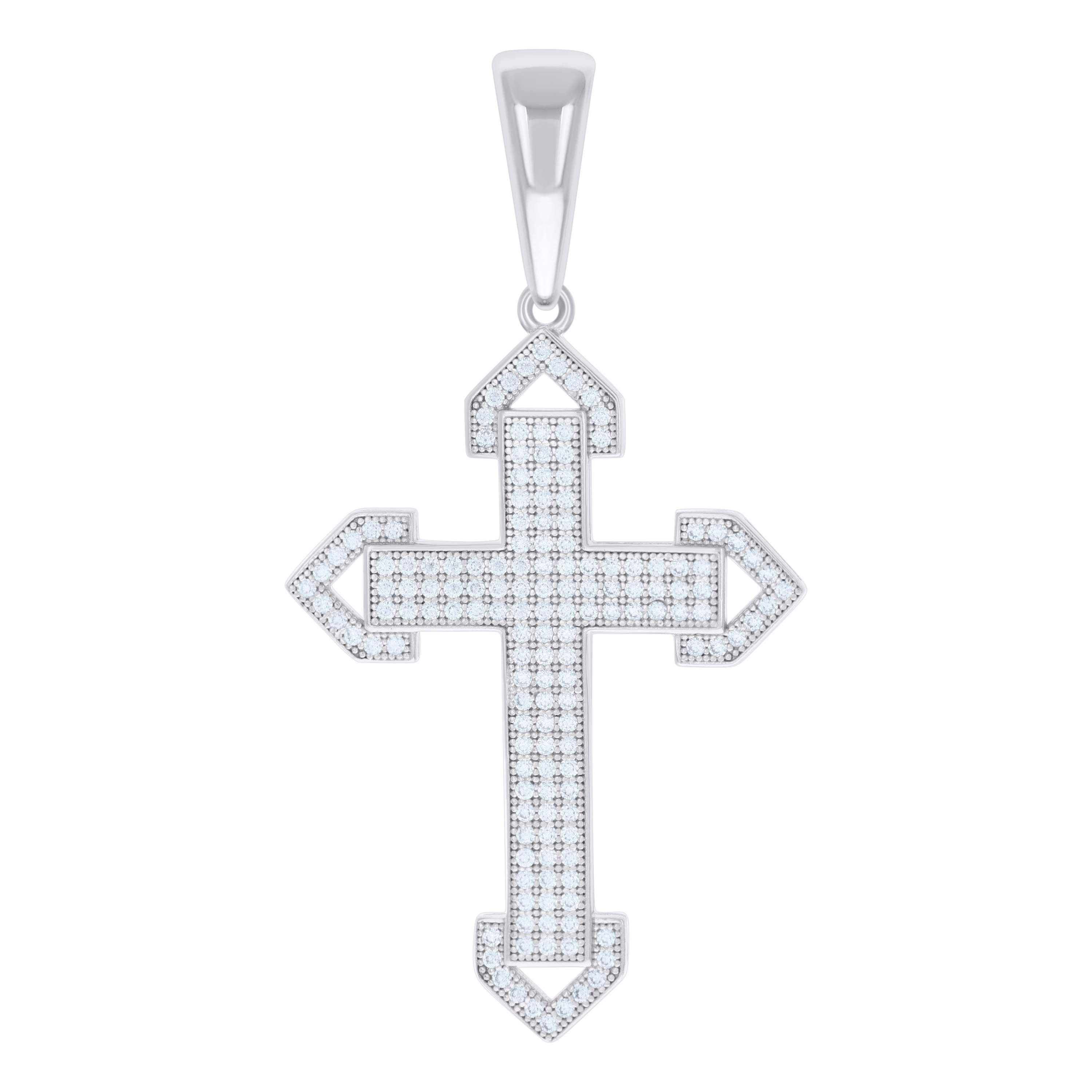 925 Sterling Silver Mens 0.96ct Moissanite Cross Religious Charm Pendant