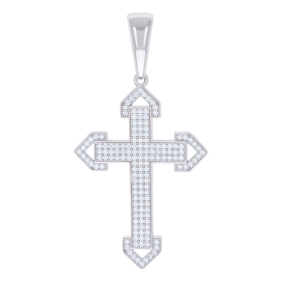 925 Sterling Silver Mens 0.96ct Moissanite Cross Religious Charm Pendant