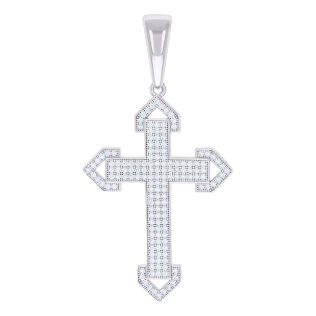 925 Sterling Silver Mens 0.96ct Moissanite Cross Religious Charm Pendant