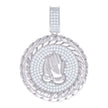 925 Sterling Silver Mens 1.57ct Moissanite Praying Hands Symbol Religious Charm Pendant 