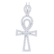 925 Sterling Silver Mens 1.48ct Moissanite Egyptian Ankh Cross Religious Charm Pendant 