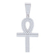 925 Sterling Silver Mens 1.15ct Moissanite Egyptian Ankh Cross Religious Charm Pendant