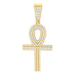 925 Sterling Silver Yellow-tone Mens 1.15ct Moissanite Egyptian Ankh Cross Religious Charm Pendant