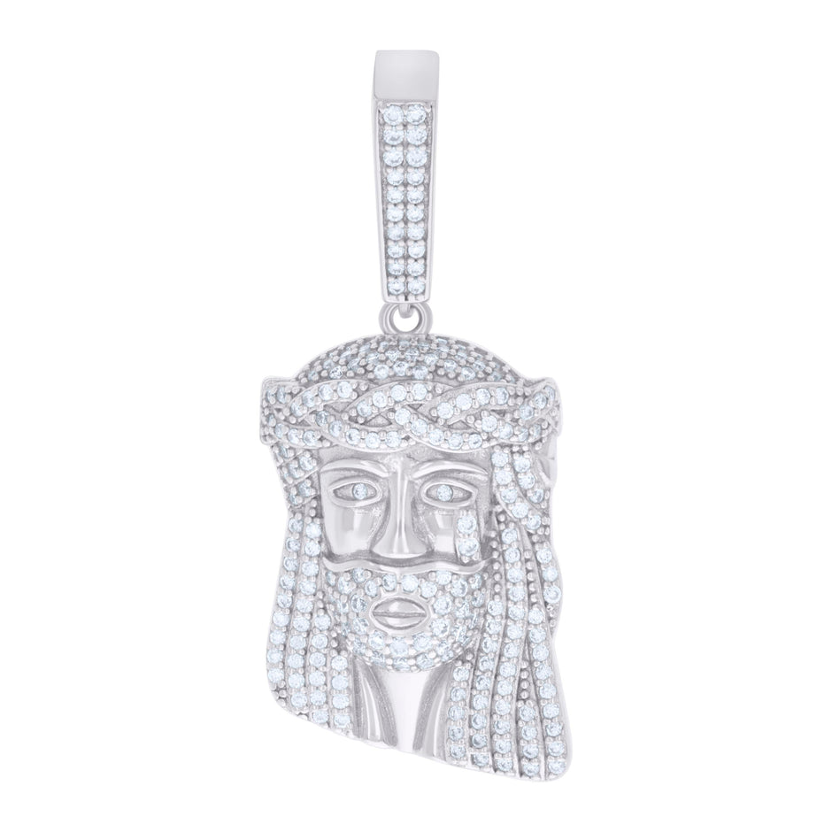 925 Sterling Silver Mens 0.99ct Moissanite Jesus Religious Charm Pendant 
