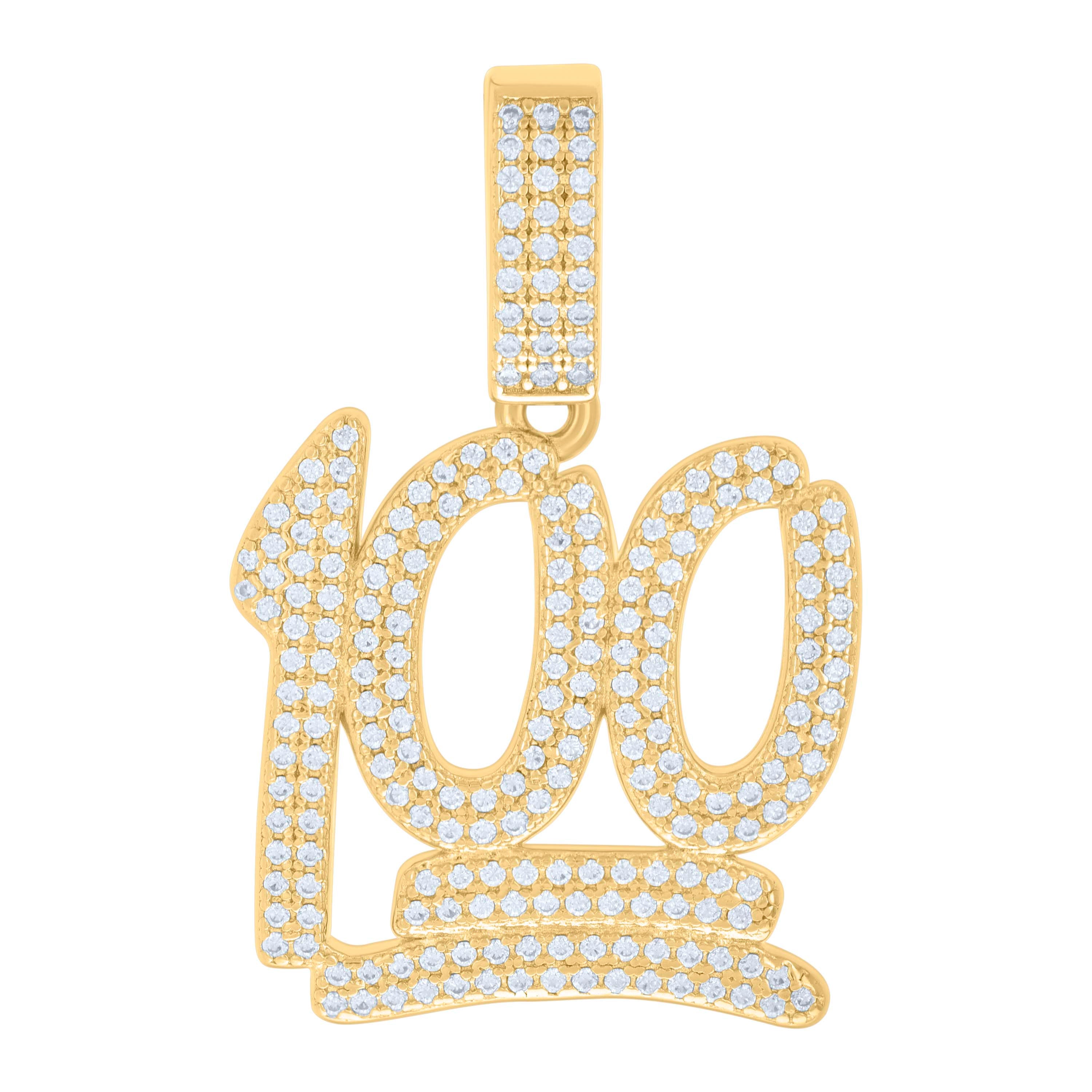 925 Sterling Silver Yellow-tone Mens 0.94ct Moissanite Score 100 Fashion Charm Pendant 