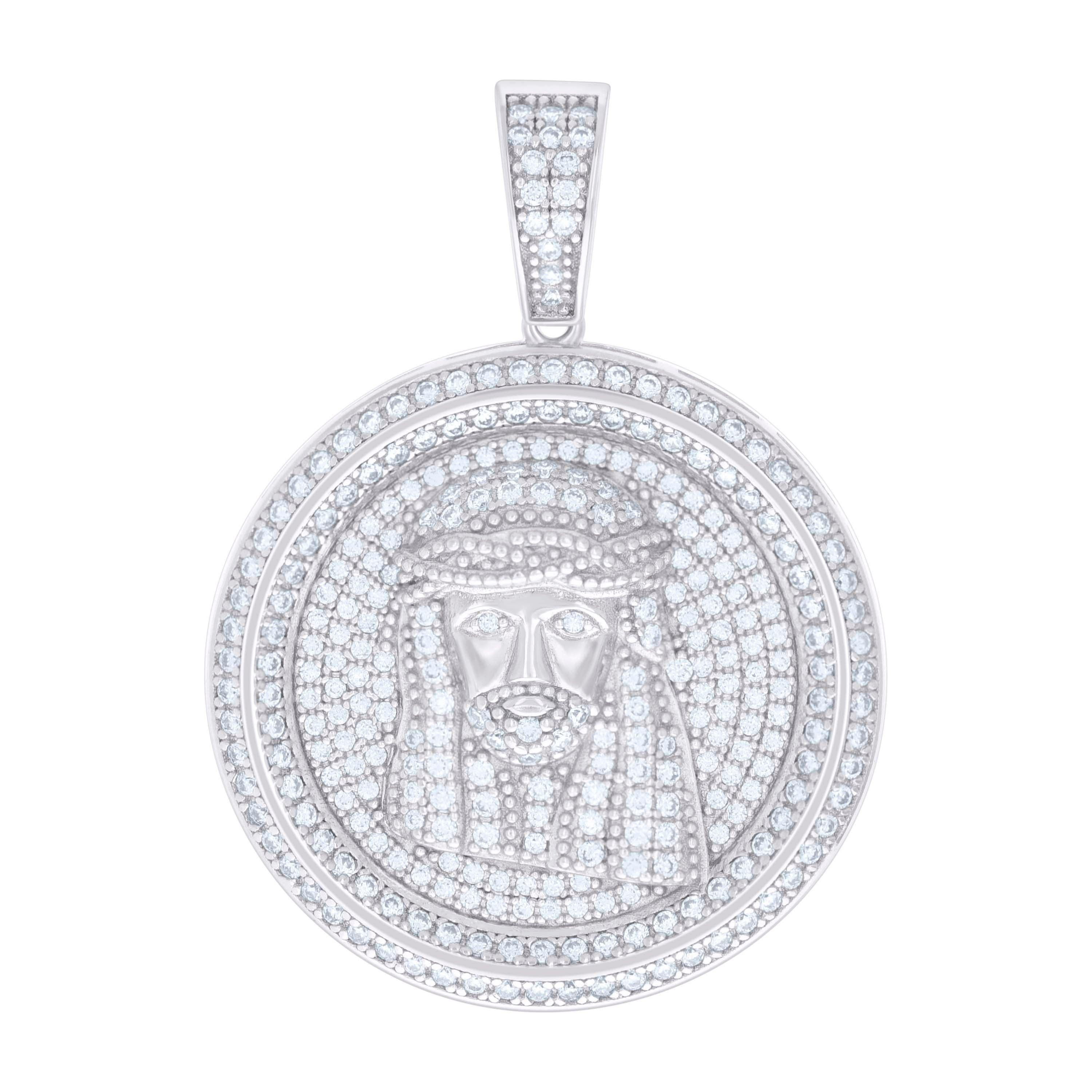 925 Sterling Silver Mens 1.63ct Moissanite Medallion Jesus Religious Charm Pendant