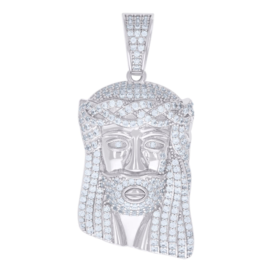 925 Sterling Silver Mens 2.06ct Moissanite Jesus Religious Charm Pendant 