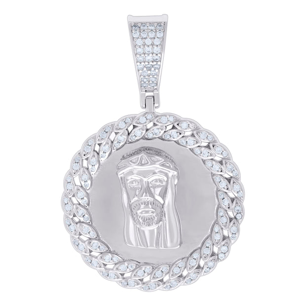 925 Sterling Silver Mens 0.69ct Moissanite Jesus Religious Charm Pendant 