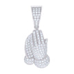 925 Sterling Silver Mens 0.81ct Moissanite Praying Hands Symbol Religious Charm Pendant 