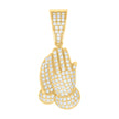925 Sterling Silver Yellow-tone Mens 0.81ct Moissanite Praying Hands Symbol Religious Charm Pendant 