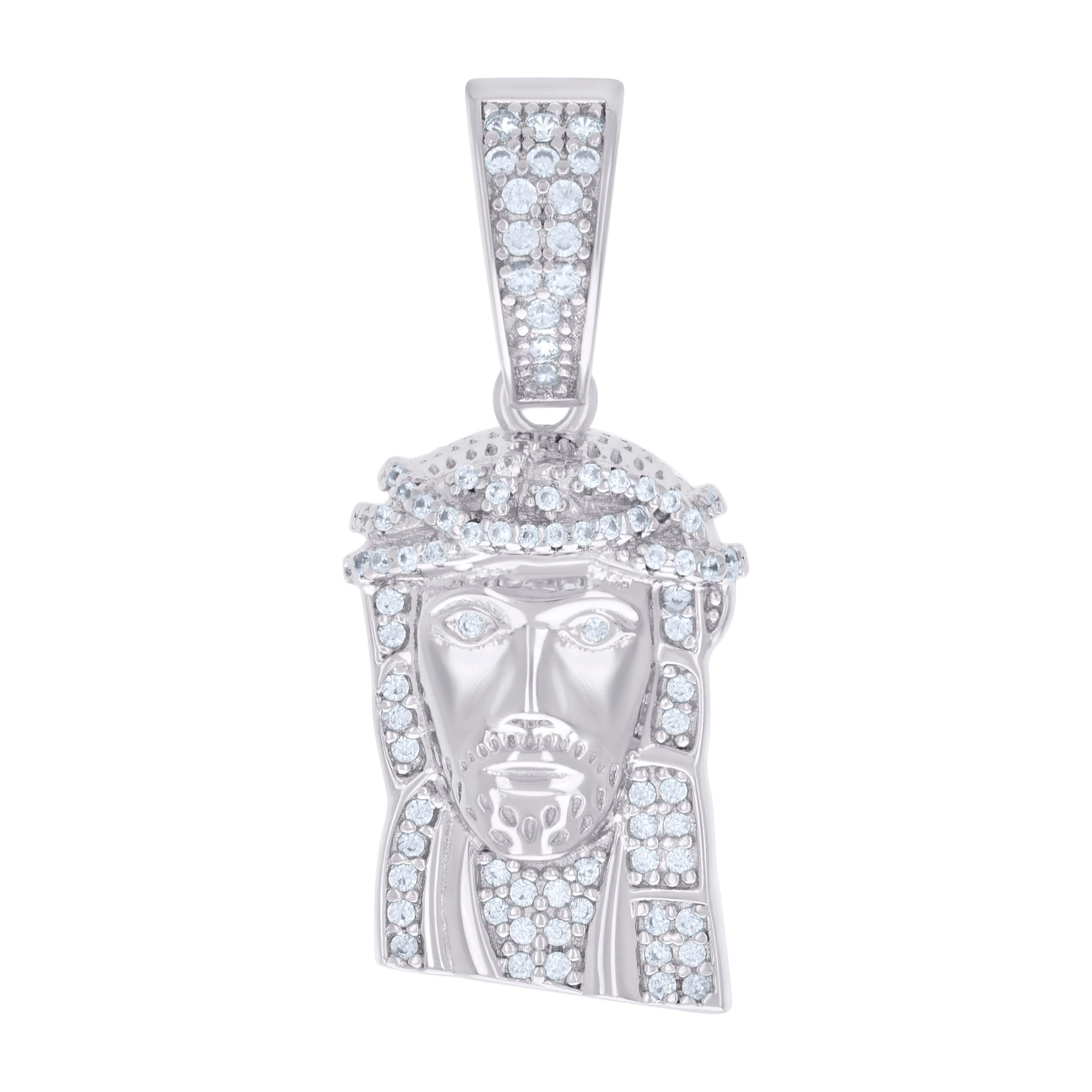 925 Sterling Silver Mens 0.35ct Moissanite Jesus Religious Charm Pendant