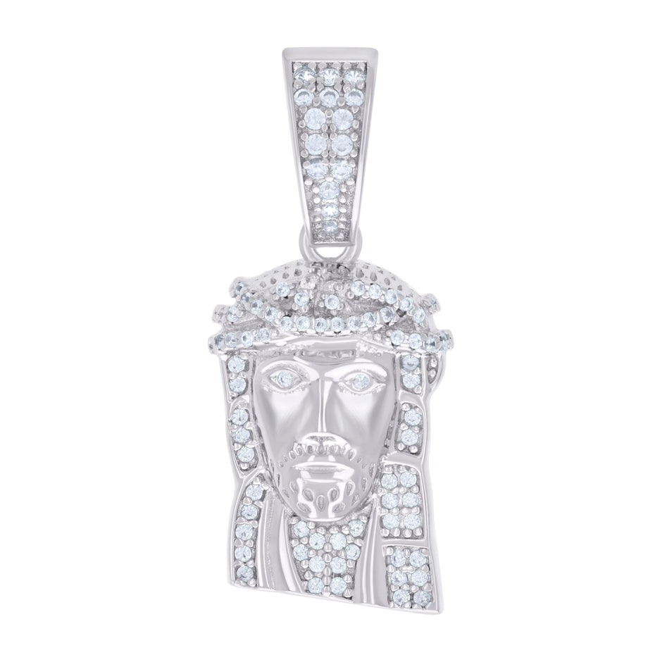 925 Sterling Silver Mens 0.35ct Moissanite Jesus Religious Charm Pendant