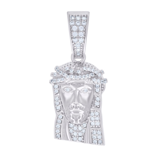 925 Sterling Silver Mens 0.35ct Moissanite Jesus Religious Charm Pendant