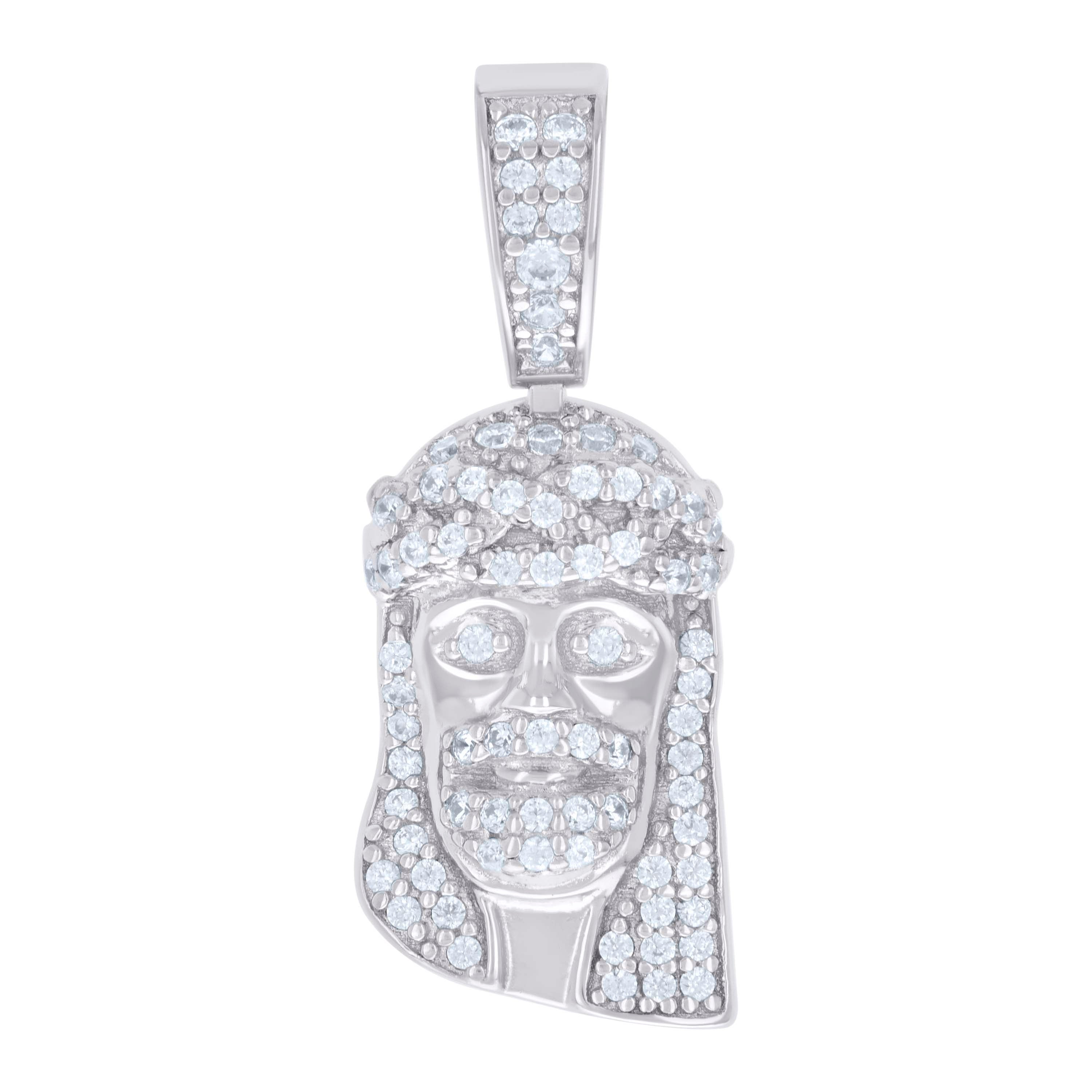 925 Sterling Silver Mens 0.45ct Moissanite Jesus Religious Charm Pendant 
