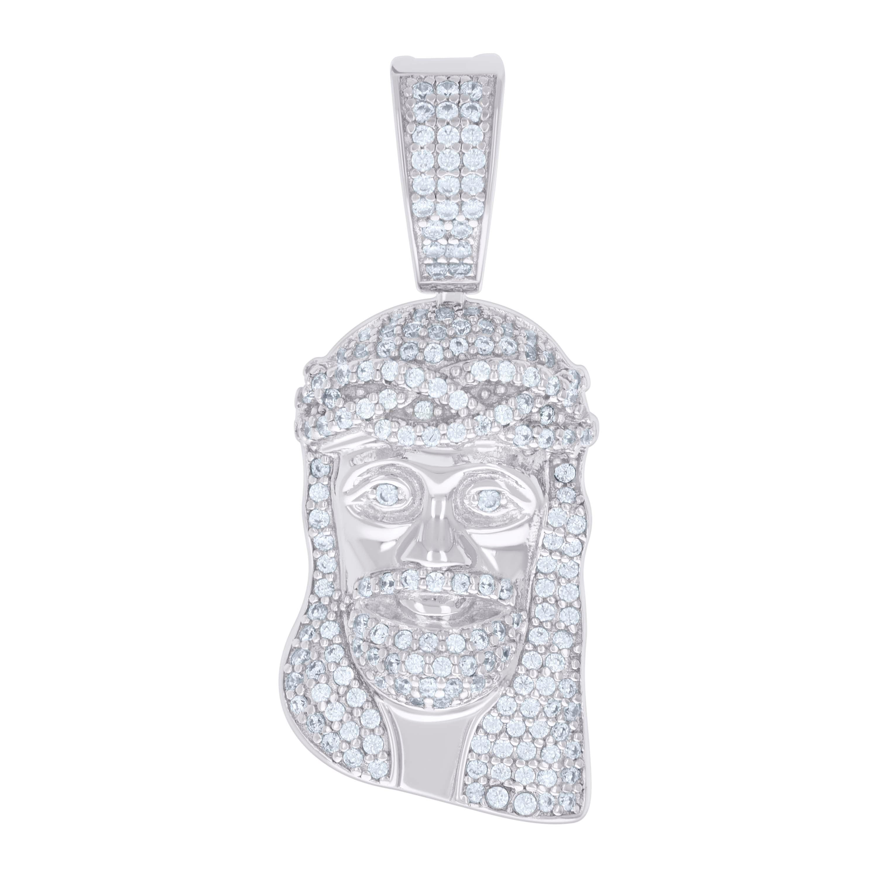 925 Sterling Silver Mens 0.77ct Moissanite Jesus Religious Charm Pendant 