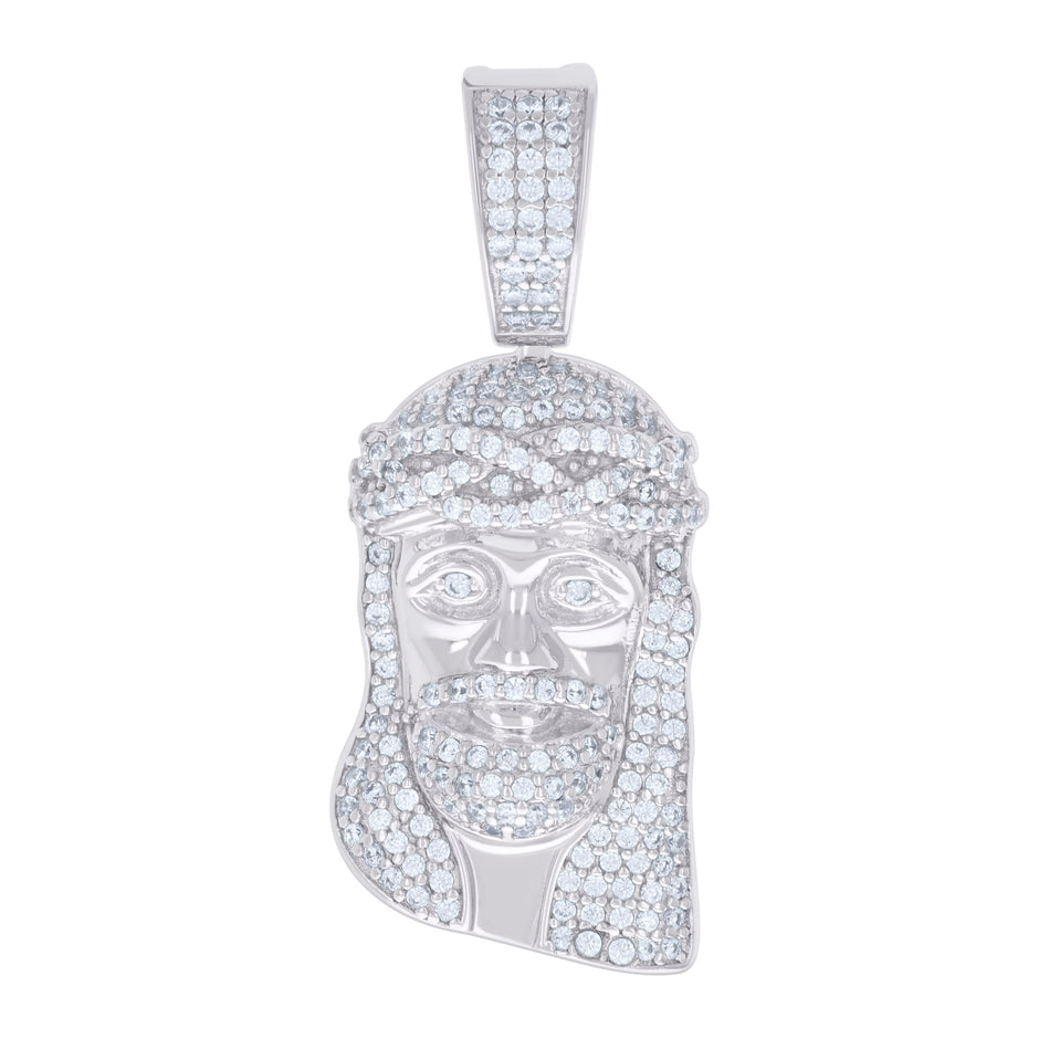 925 Sterling Silver Mens 0.77ct Moissanite Jesus Religious Charm Pendant 