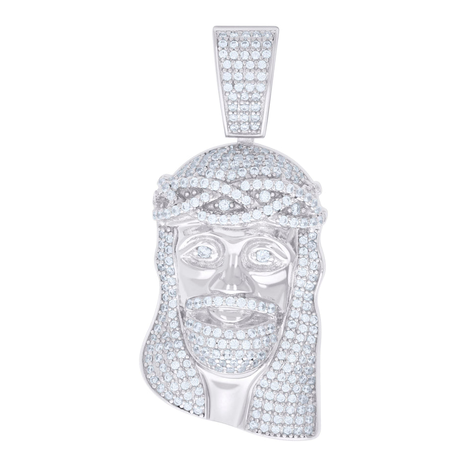 925 Sterling Silver Mens 1.52ct Moissanite Jesus Religious Charm Pendant 