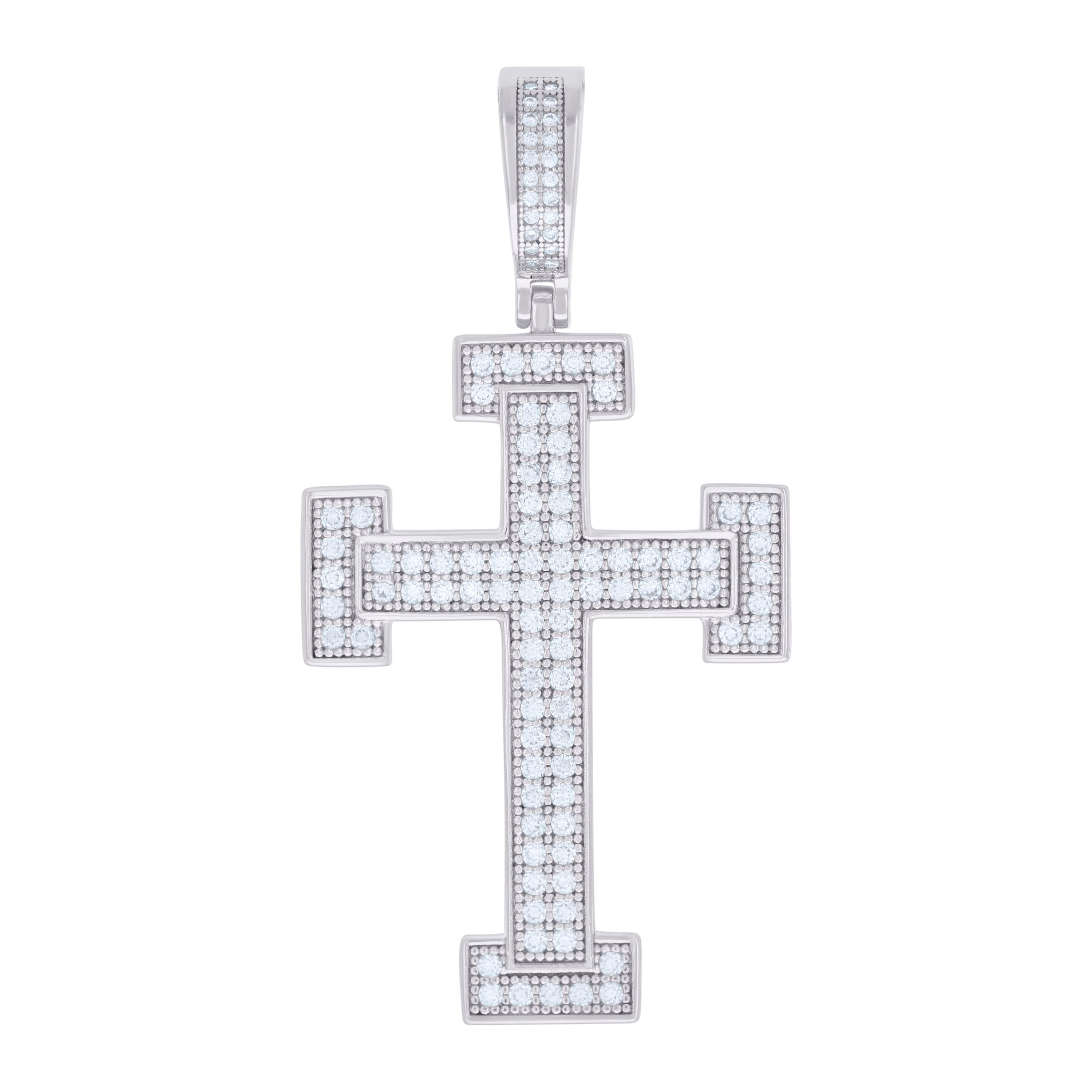 925 Sterling Silver Men 1.18ct Moissanite Cross Religious Charm Pendant