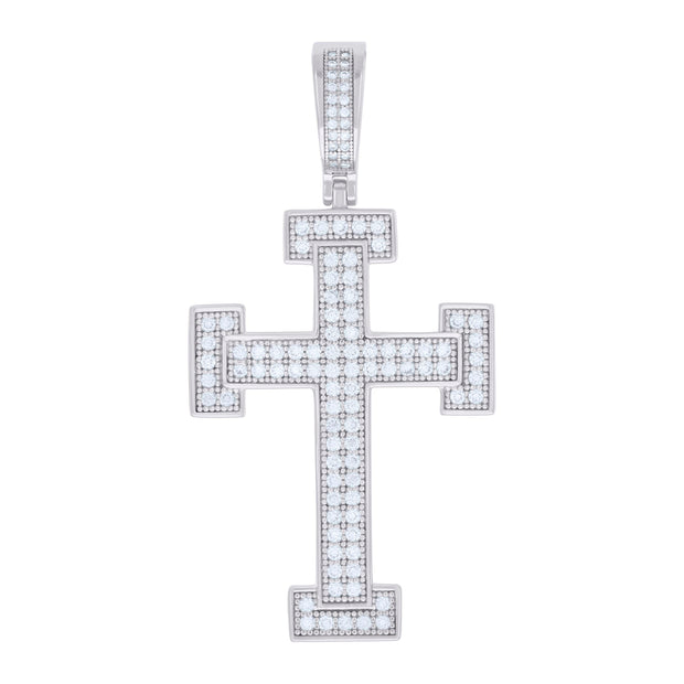 925 Sterling Silver Men 1.18ct Moissanite Cross Religious Charm Pendant