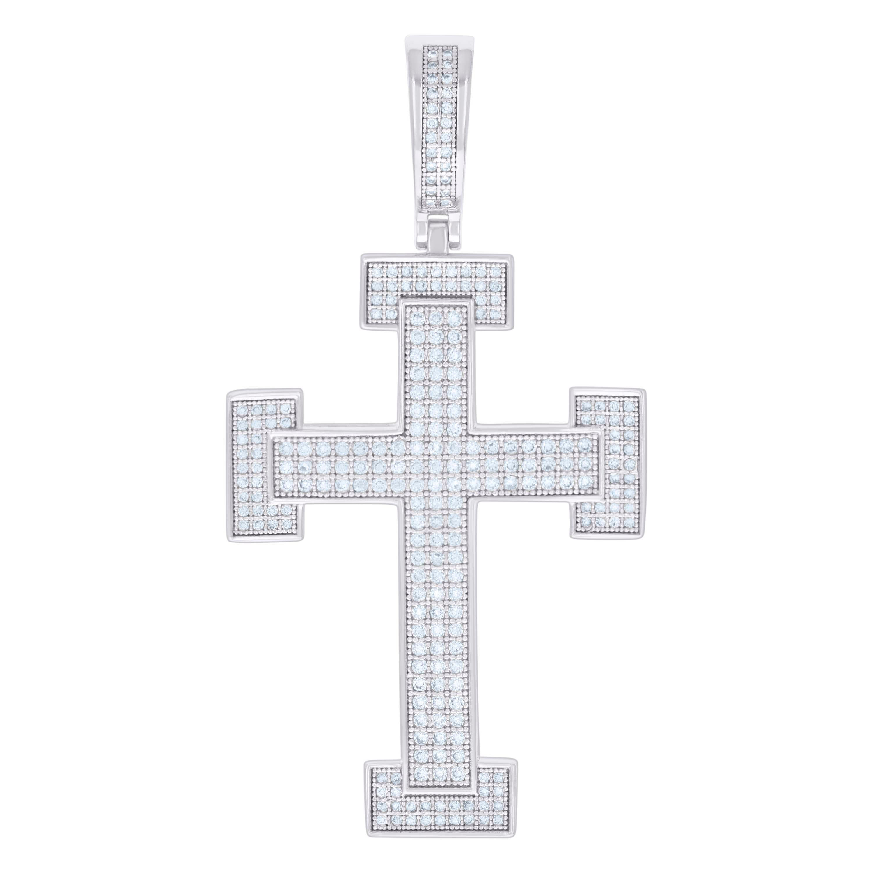 925 Sterling Silver Men 1.56ct Moissanite Cross Religious Charm Pendant