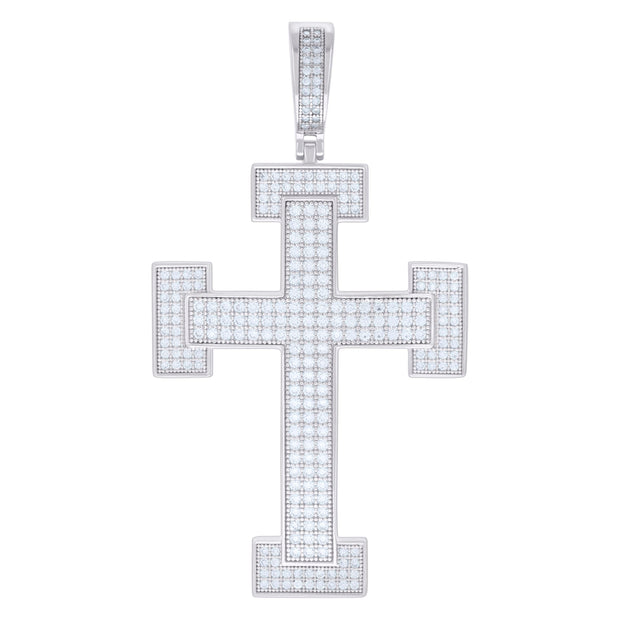 925 Sterling Silver Men 2.27ct Moissanite Cross Religious Charm Pendant