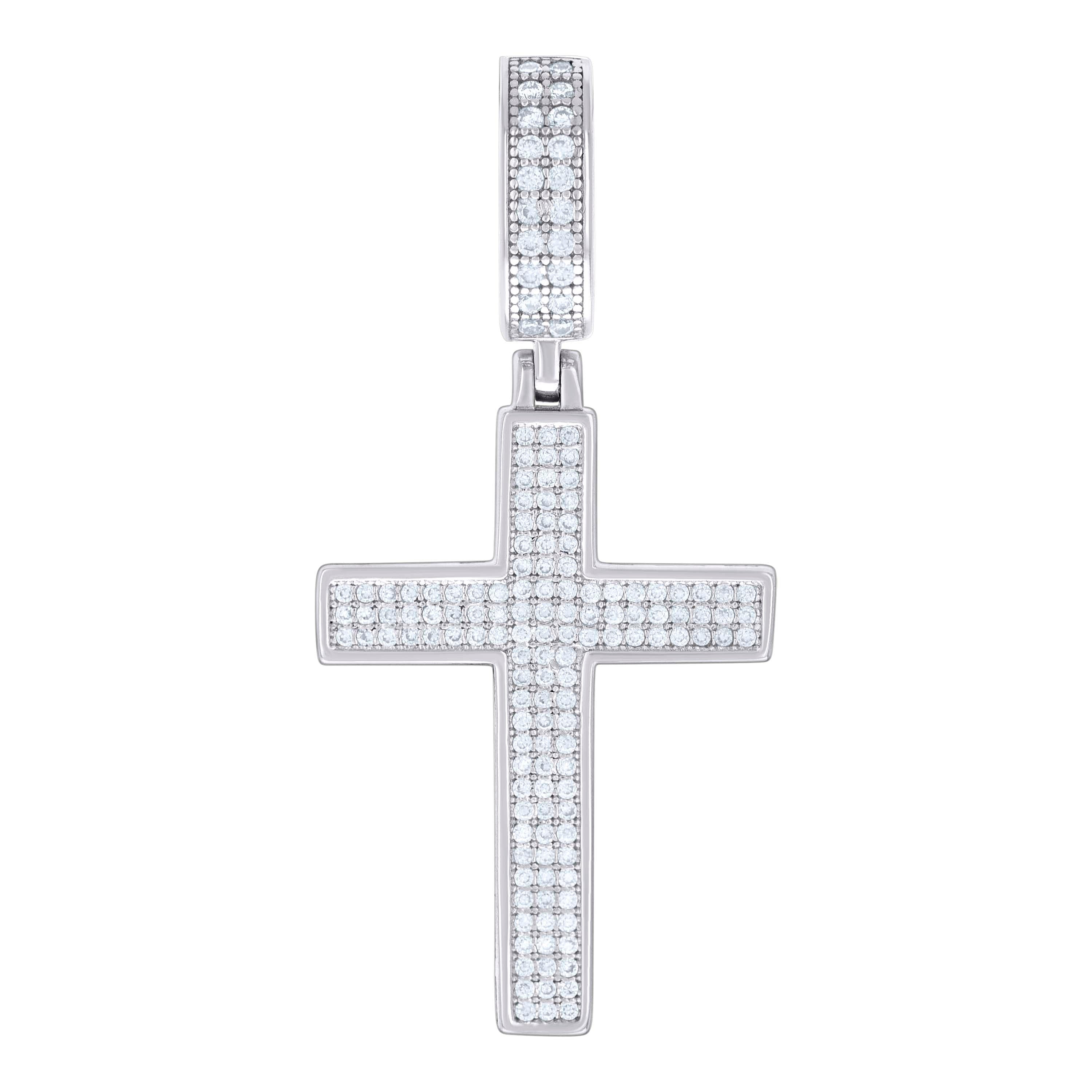925 Sterling Silver Mens 0.60ct Moissanite Cross Religious Charm Pendant 