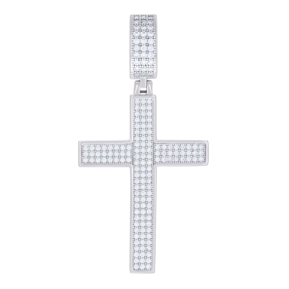 925 Sterling Silver Mens 0.74ct Moissanite Cross Religious Charm Pendant 