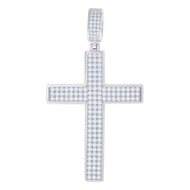 925 Sterling Silver Mens 1.81ct Moissanite Cross Religious Charm Pendant 