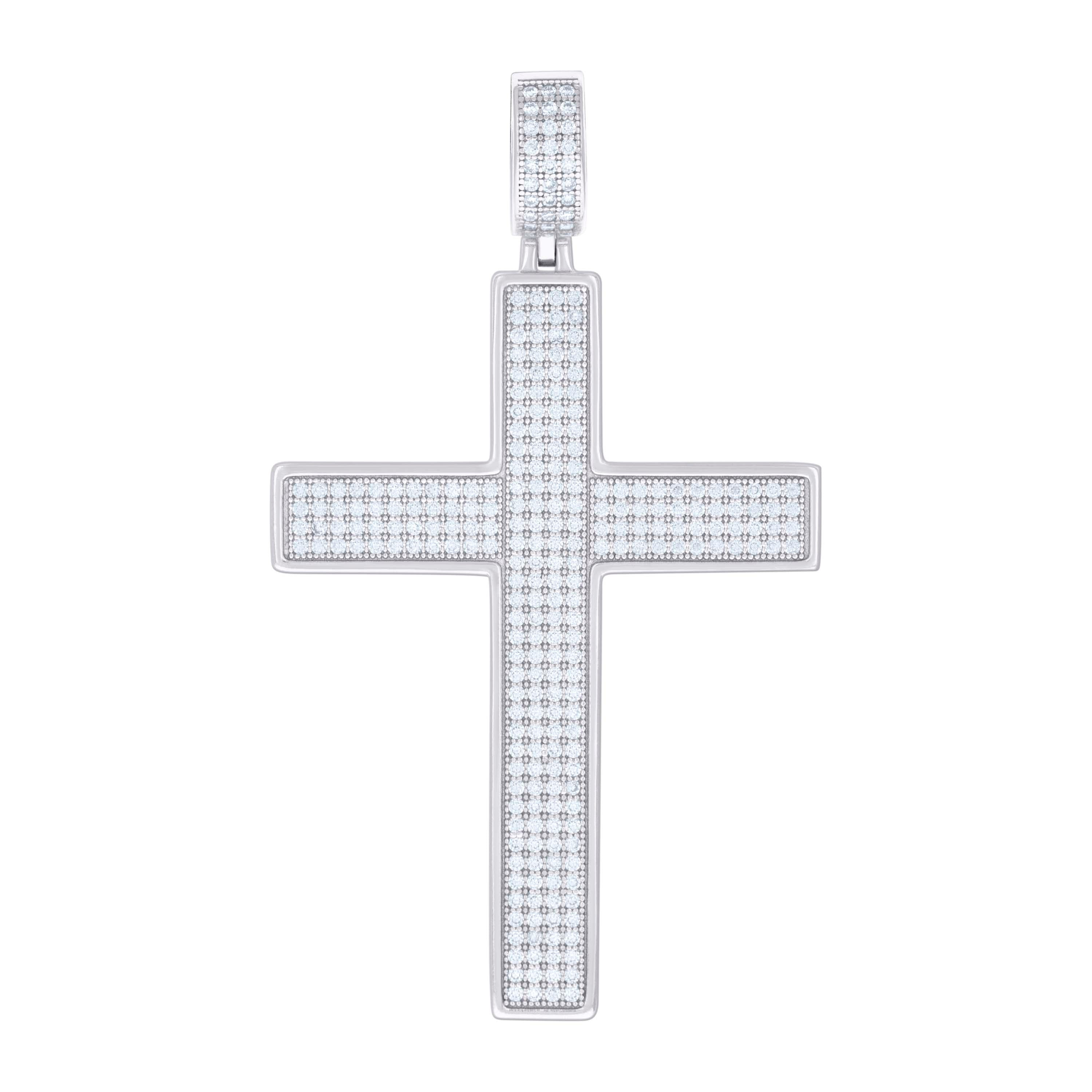 925 Sterling Silver Mens 1.70ct Moissanite Cross Religious Charm Pendant 