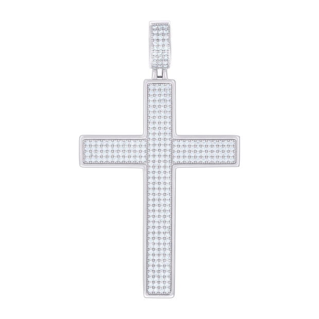 925 Sterling Silver Mens 1.70ct Moissanite Cross Religious Charm Pendant 