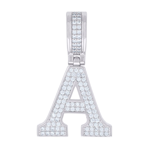 925 Sterling Silver Unisex 0.58ct Moissanite Initial Alphabet A Charm Pendant