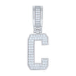 925 Sterling Silver Unisex 0.46ct Moissanite Initial Alphabet C Charm Pendant