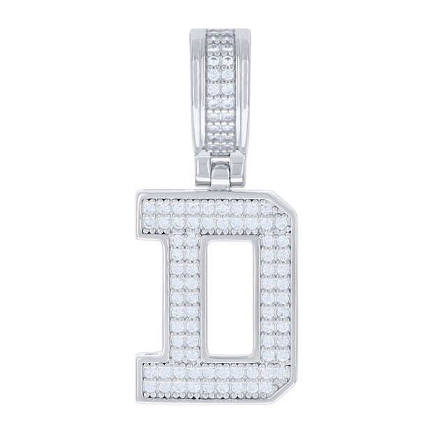 925 Sterling Silver Unisex 0.58ct Moissanite Initial Alphabet D Charm Pendant 
