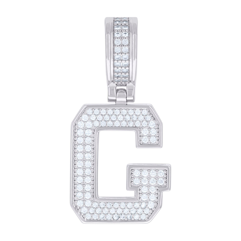 925 Sterling Silver Unisex 0.67ct Moissanite Initial Alphabet G Charm Pendant