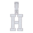 925 Sterling Silver Unisex 0.61ct Moissanite Initial Alphabet H Charm Pendant 
