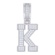 925 Sterling Silver Unisex 0.58ct Moissanite Initial Alphabet K Charm Pendant