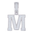 925 Sterling Silver Unisex 0.78ct Moissanite Initial Alphabet M Charm Pendant