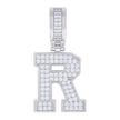 925 Sterling Silver Unisex 0.73ct Moissanite Initial Alphabet R Charm Pendant