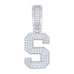 925 Sterling Silver Unisex 0.57ct Moissanite Initial Alphabet S Charm Pendant