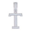 925 Sterling Silver Unisex 0.46ct Moissanite Initial Alphabet T Charm Pendant