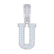 925 Sterling Silver Unisex 0.61ct Moissanite Initial Alphabet U Charm Pendant