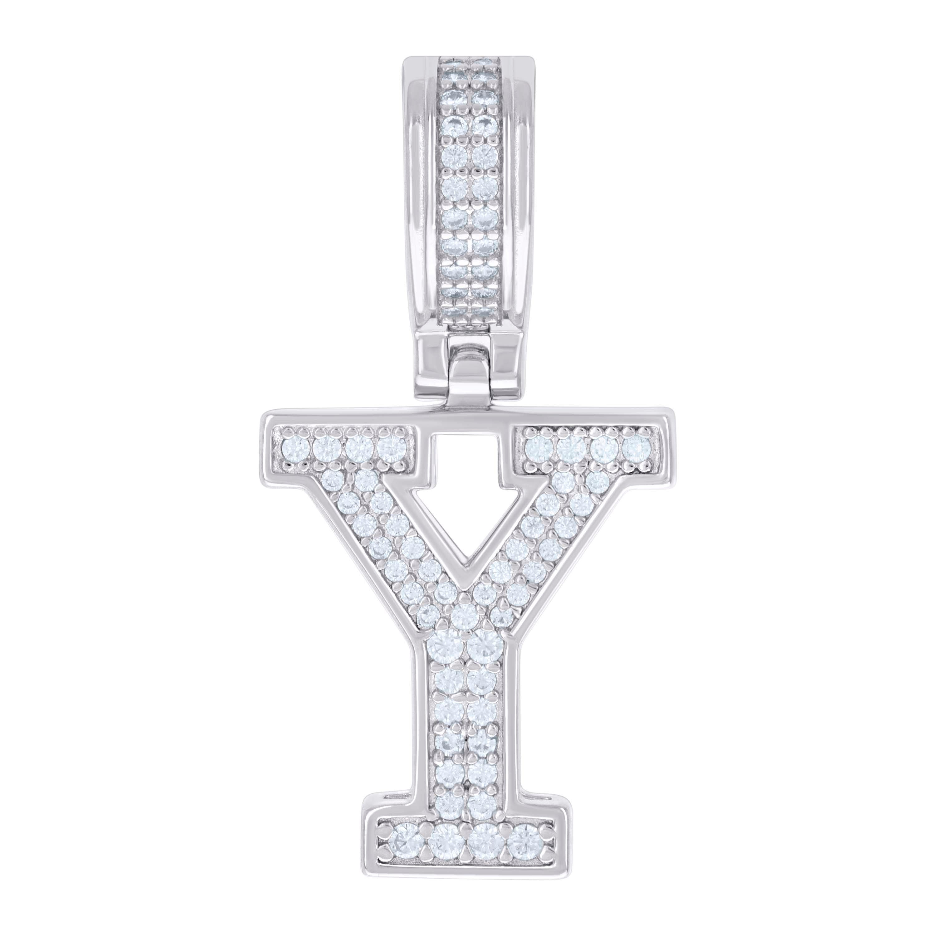 925 Sterling Silver Unisex 0.43ct Moissanite Initial Alphabet Y Charm Pendant