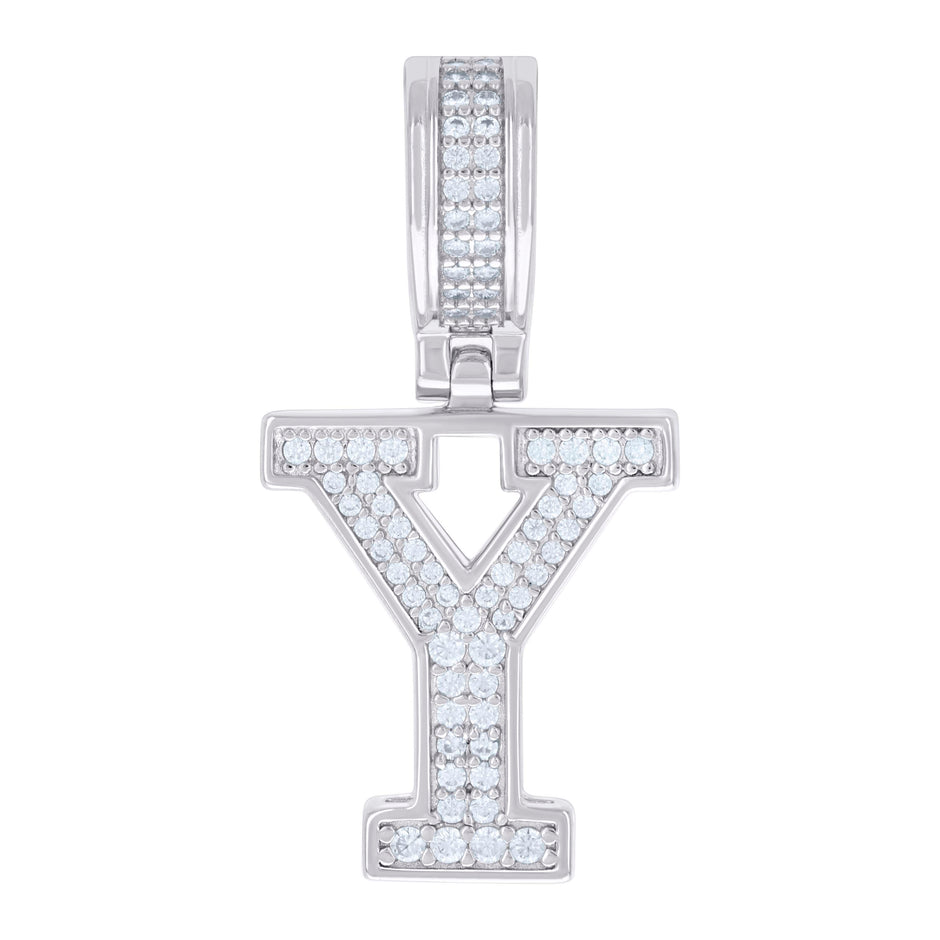 925 Sterling Silver Unisex 0.43ct Moissanite Initial Alphabet Y Charm Pendant