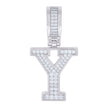 925 Sterling Silver Unisex 0.43ct Moissanite Initial Alphabet Y Charm Pendant