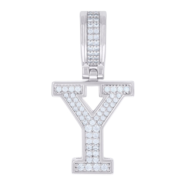 925 Sterling Silver Unisex 0.43ct Moissanite Initial Alphabet Y Charm Pendant