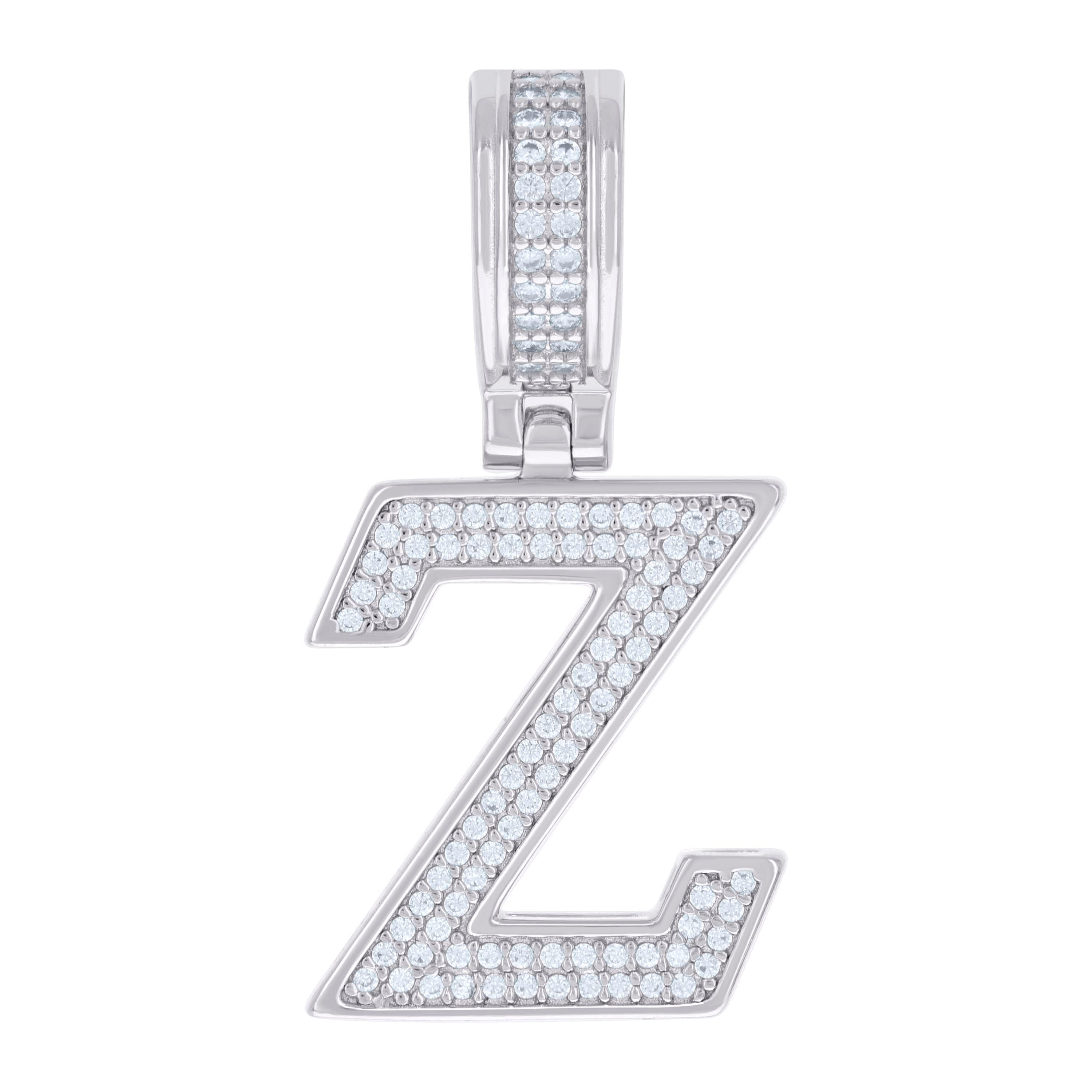 925 Sterling Silver Unisex 0.59ct Moissanite Initial Alphabet Z Charm Pendant