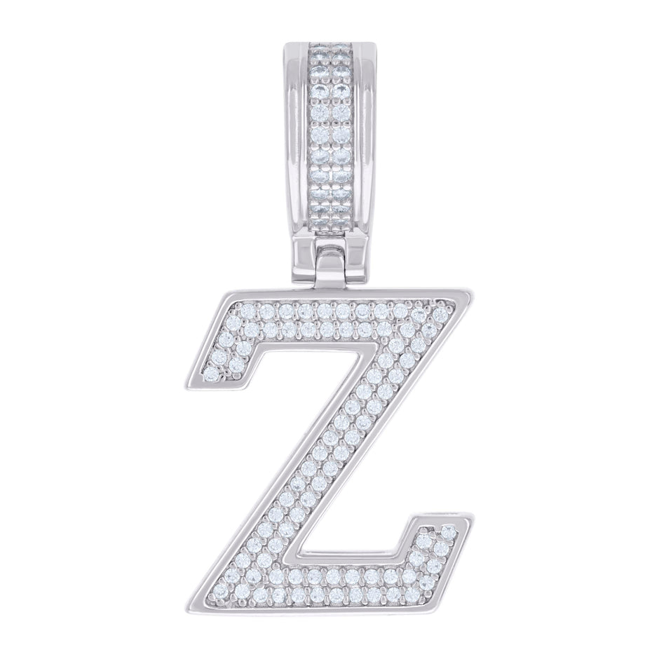 925 Sterling Silver Unisex 0.59ct Moissanite Initial Alphabet Z Charm Pendant